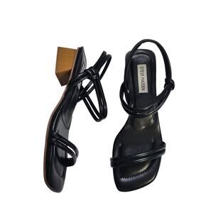 Steve Madden Womens Ensure Slingback Sandal Size 7.5 Black Square Toe Block Heel